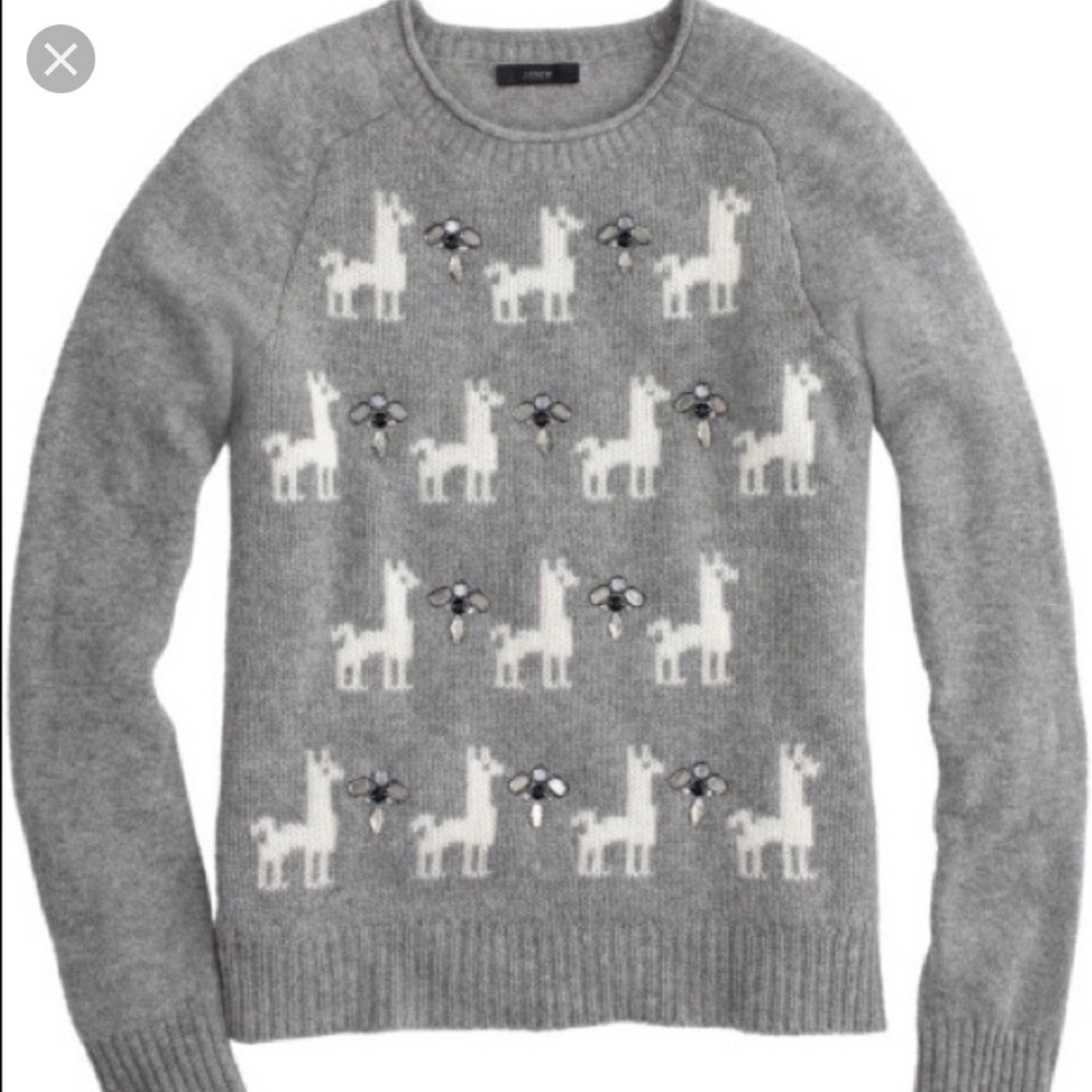 J. Crew jeweled llama sweater